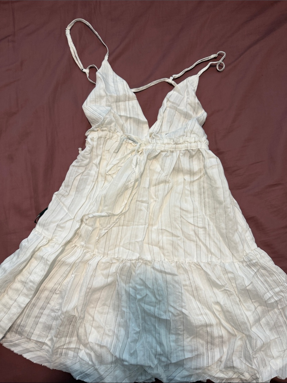 Forever 21 White Striped Spaghetti Strap Sundress